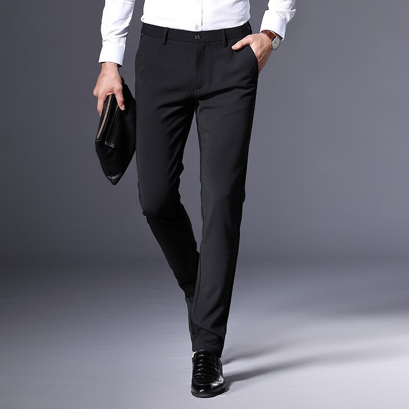 Pantalones de vestir para hombre, pantalón de negocios, estilo clásico, pantalones de boda,: Black / 36