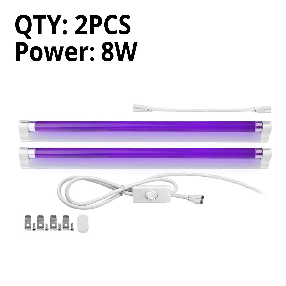 Led Ultraviolet Uv Lamp Led 6W 8W Blacklight Fluorescerende Cfl Gloeilamp Violet Lampen Voor Industriële Detectie Podium lamp: 2Pcs 8W With Plug / EU Plug
