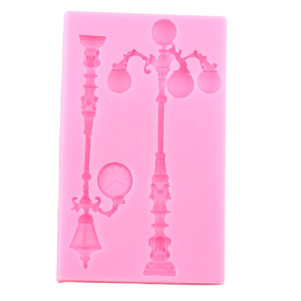 Molde de silicona de farola Vintage, molde de farola 3D para pastel, utensilios para decoración de tortas con fondant, moldes de pasta de goma de Chocolate
