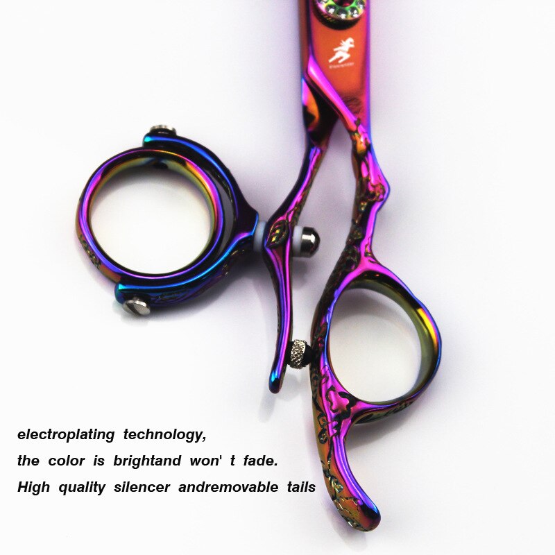 6" swivel scissors fly scissors hairdressing barber swivel shears 720 degrees Rotary handle thumb shears flying shears rotary