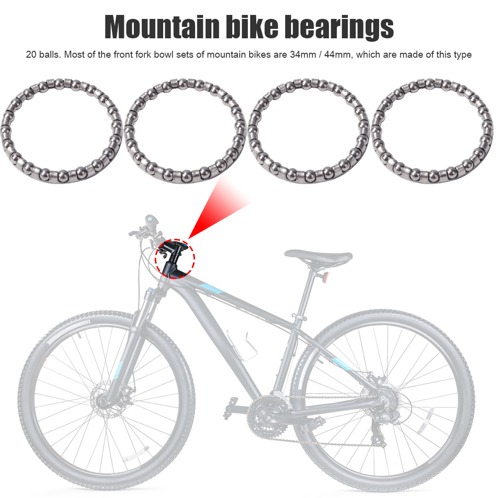 Rolamentos de esferas de bicicleta universal, garfo dianteiro, auriculares, MTB, Mountain Bike, aço, peças da cabeça, 34mm, 44mm, 10Pcs