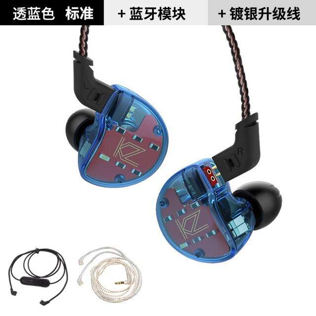 KZ ZS10 Earphones 4BA+1 DD Hybrid In Ear Headphone HIFI Bass Headset DJ Monitor Earphone Earbuds KZ ZS6 AS10 ZST ES4 ED16 BA10: blue no mic 3 cable