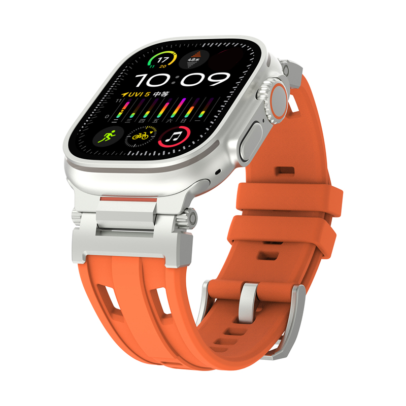 Bracelet de montre en Silicone pour Apple Watch série 10 46mm Ultra 2 49mm, Bracelet de Sport pour iWatch 9 8 7 6 SE 44MM 45MM 42MM: GREEN BLUE / 16mm