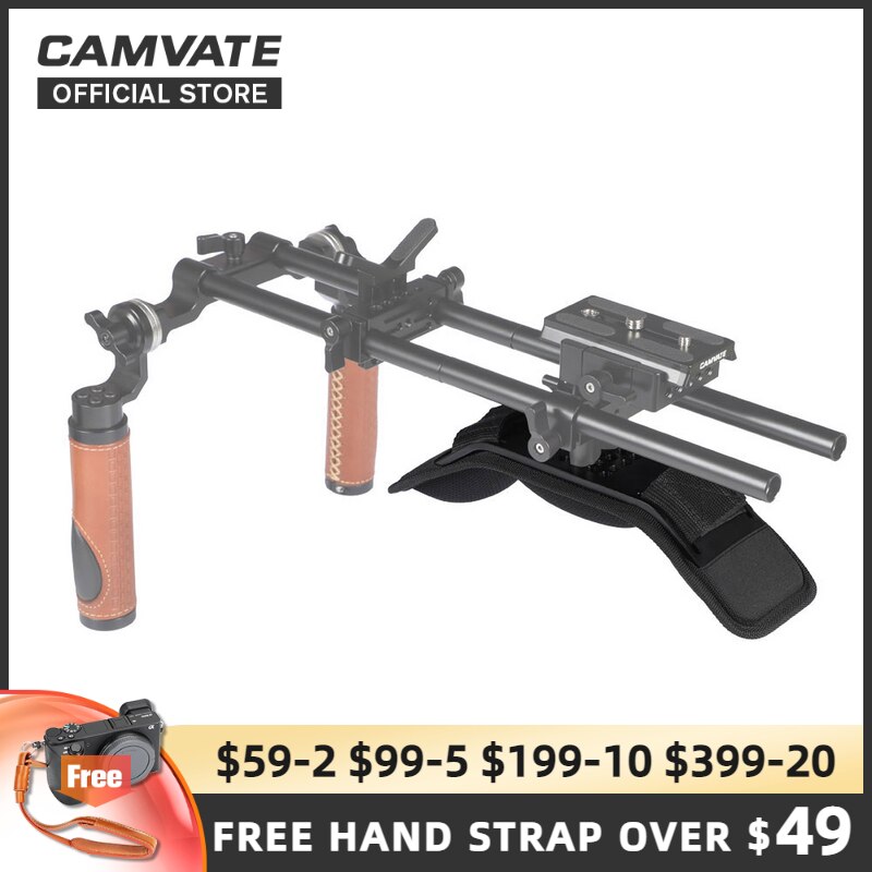 CAMVATE-hombrera Universal para cámara DSLR, plataforma de hombro con espuma de memoria cómoda y orificio de rosca 1/4 3/8, para videocámara