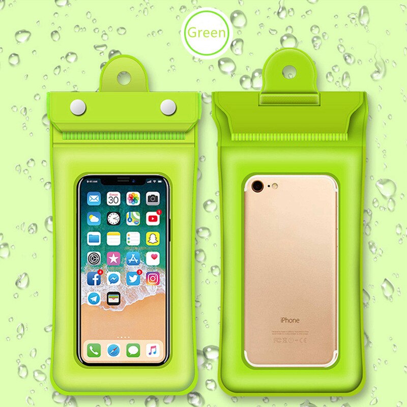 Bolsa de aire impermeable para teléfono móvil, funda de PVC para iphone 11 12 pro max, bolsa de buceo en Seco Bajo el agua, funda para teléfono deportivo: Green