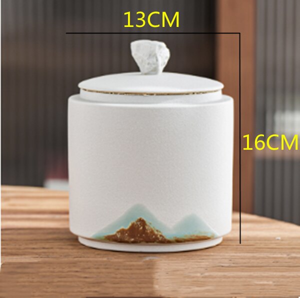 Chinese Ceramic Tea Pot Sealed Ceramic Storage Pot Household Black Tea Storage Tank Household Stoneware Tea Pot Decoration: B-1PCS