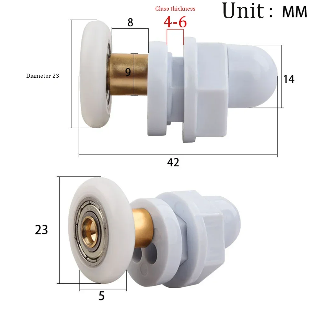 4 X Shower Door Rollers/Runners/Wheels 19, 23, 25 , 27 Or 29mm Wheel Diameter Quick Release Door Roller Shower Cabins Enclosures: Beige