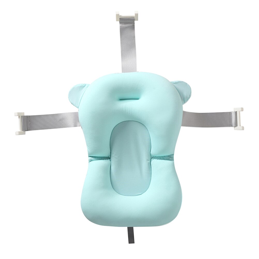 Bath Tub Pad Fixed Breathable Hanging Holes Portable Soft Skin Friendly Leak Proof Non-Slip Newborn Adjustable Buckle Shower: Green