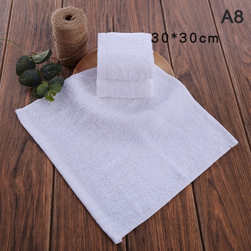 Soft White Cheap Face Towel Small Hand Towels Square White Kitchen Towel Hotel Restaurant Kindergarten Cotton Towel: A8