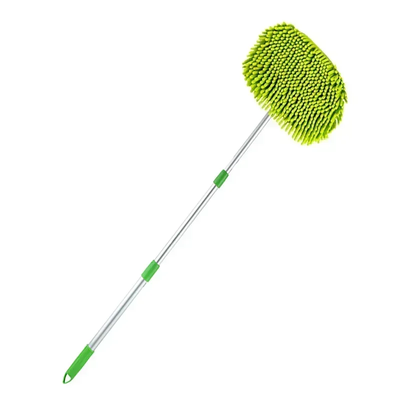 Car Washing Mop Cleaning Brush Telescopic Long Handle Cleaning Mop Chenille Broom Care Detailing Mop Brush Car Cleaning Tools: WHITE