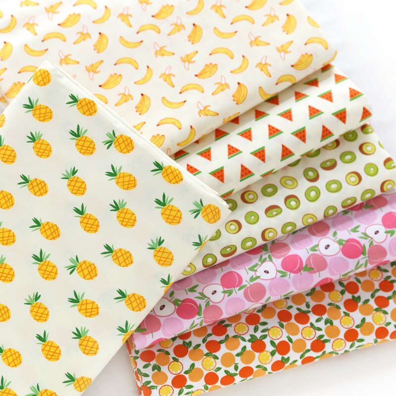 100% algodón viaPhil fruta fresca familia piña plátano DE SANDIA cereza Kiwi tela de Patchwork Tela de decoración para el hogar