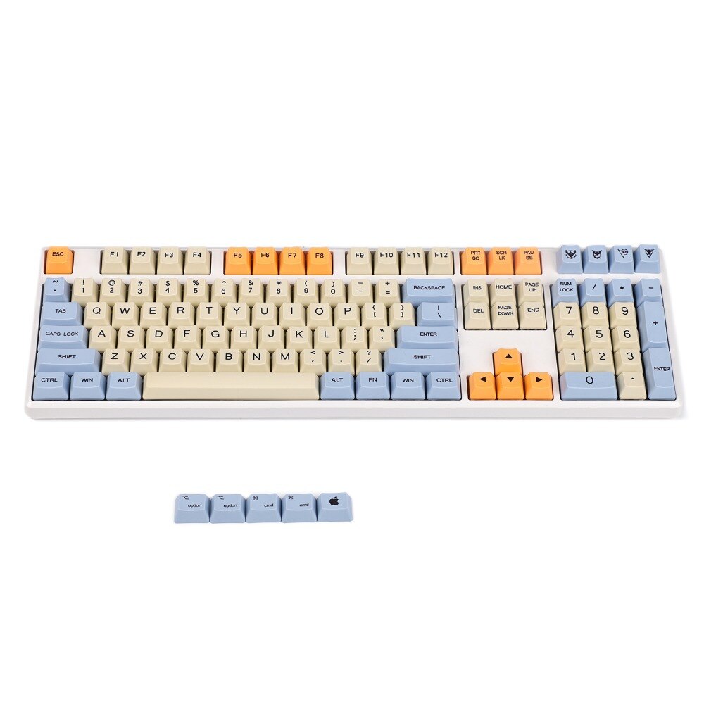 YMDK Blue Beige Orange Dye Sub 108 87 61 Key Mac Keys Thick PBT OEM Profile Keycap For Standard 104 TKL 60% MX Switches Keyboard: 87 Plus Mac