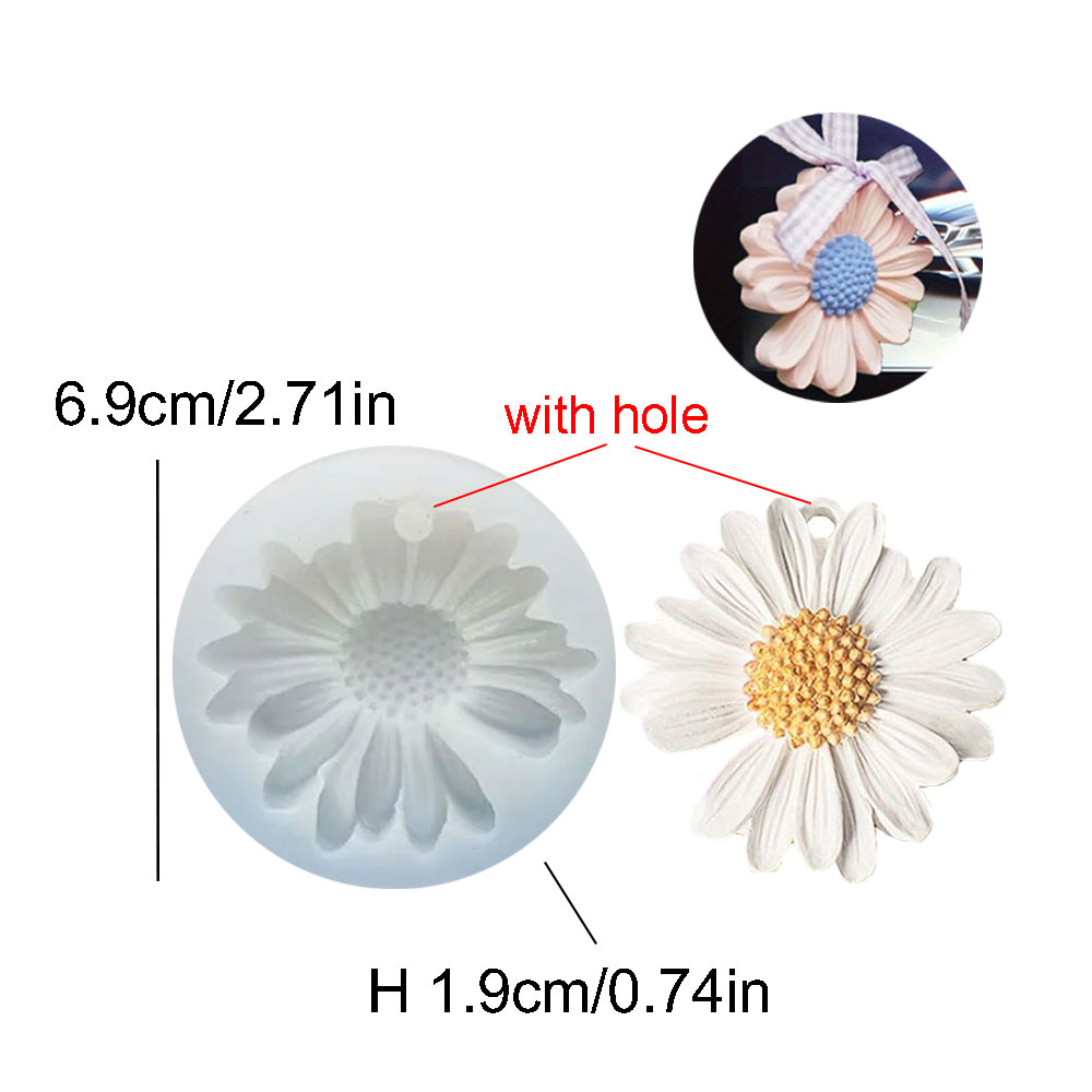 Molde de vela perfumada de silicona con forma de Margarita, vela de girasol, molde artesanal de resina para decoración de coche DIY, de pegamento de goteo de crisantemo hechos a mano: Gris claro