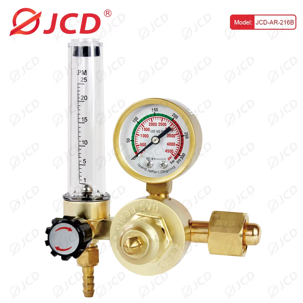 QHTITEC Tig Flow Meter Gas Regulator G5/8" 0-25Mpa Argon CO2 Mig Flowmeter Welding Weld Gauge Argon Regulator Pressure Reducer: Silver