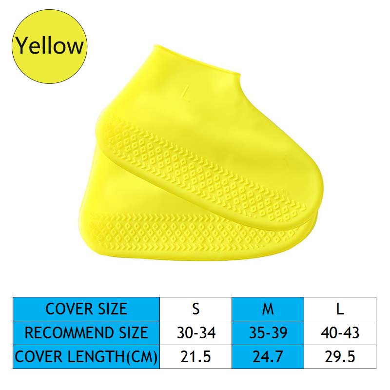 Couvre-chaussures imperméable en Silicone, bottes de pluie pour les jours de pluie, pour l'intérieur et l'extérieur, protection unisexe, accessoires de chaussures, directe: YELLOW / L