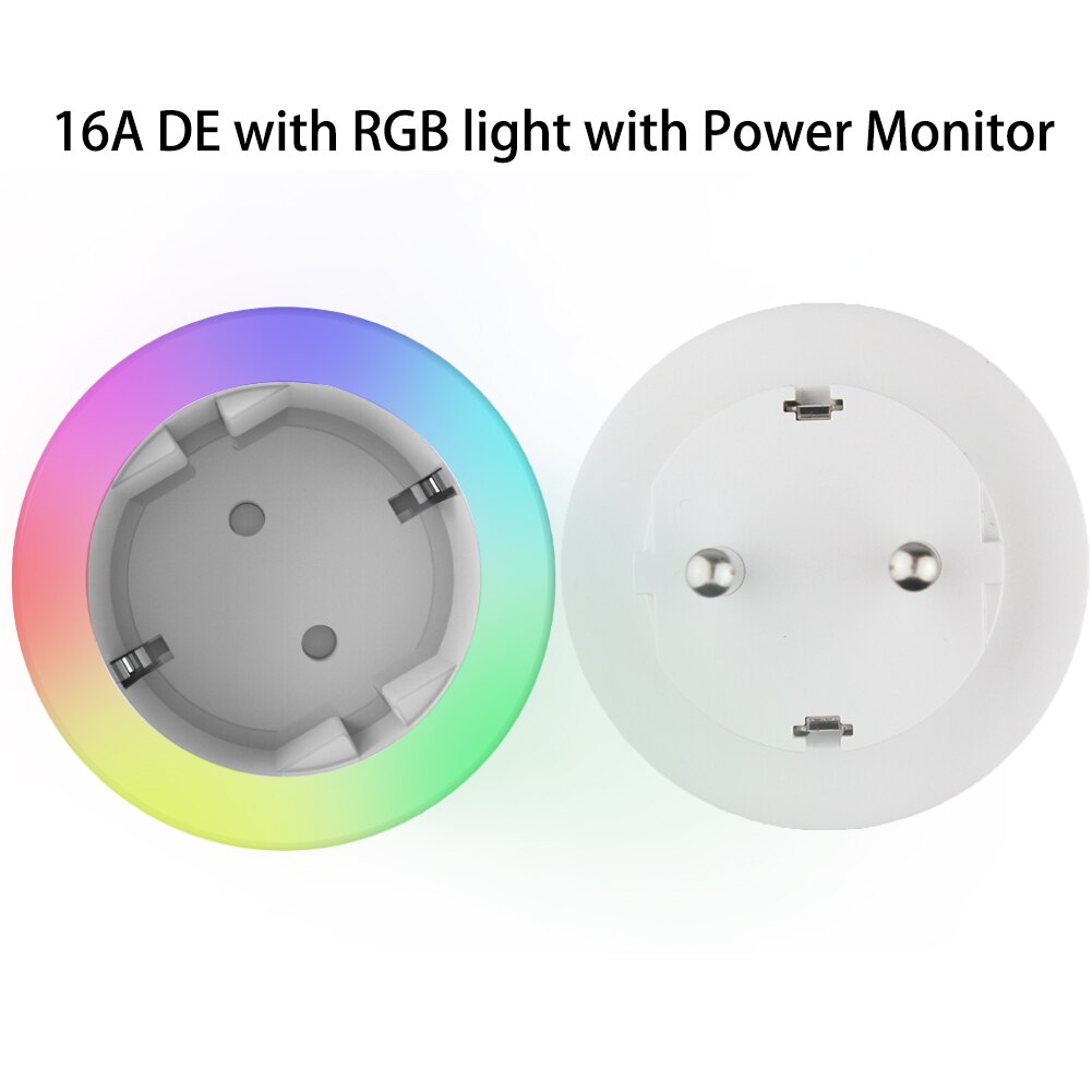 Wifi smart plug rgb draadloos stopcontact smart life/tuya app afstandsbediening werkt met alexa google home geen hub nodig: 16a de met led
