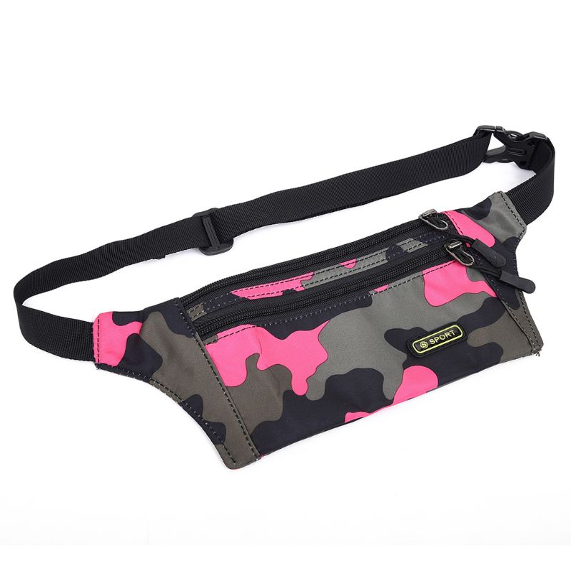 Pochete camuflada para crianças, bolsa casual para viagem, cinto à prova d'água, para meninos e meninas: Rosa quente