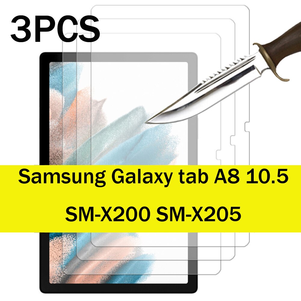 Skjermbeskytter i herdet glass til samsung galakse fanen  a8 10.5 a7 10.4 sm-t500 sm-t505 a7 lite 8.7 beskyttelsesfilm: A8 10.5 3 stk