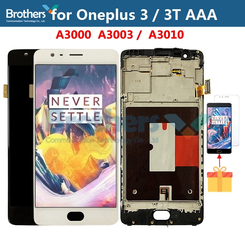 Oneplus 3 3t a3000 a3010 lcd -näyttö oneplus 3: lle oneplus 3t -kosketusnäytön digitointilaite kehyksellä tft -näyttökokoonpano 1+3