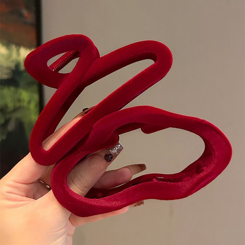 Pinzas para el cabello con lazo de terciopelo rojo para mujer, pinza para el pelo para otoño e invierno, horquilla francesa, accesorios para el cabello, tocado femenino,