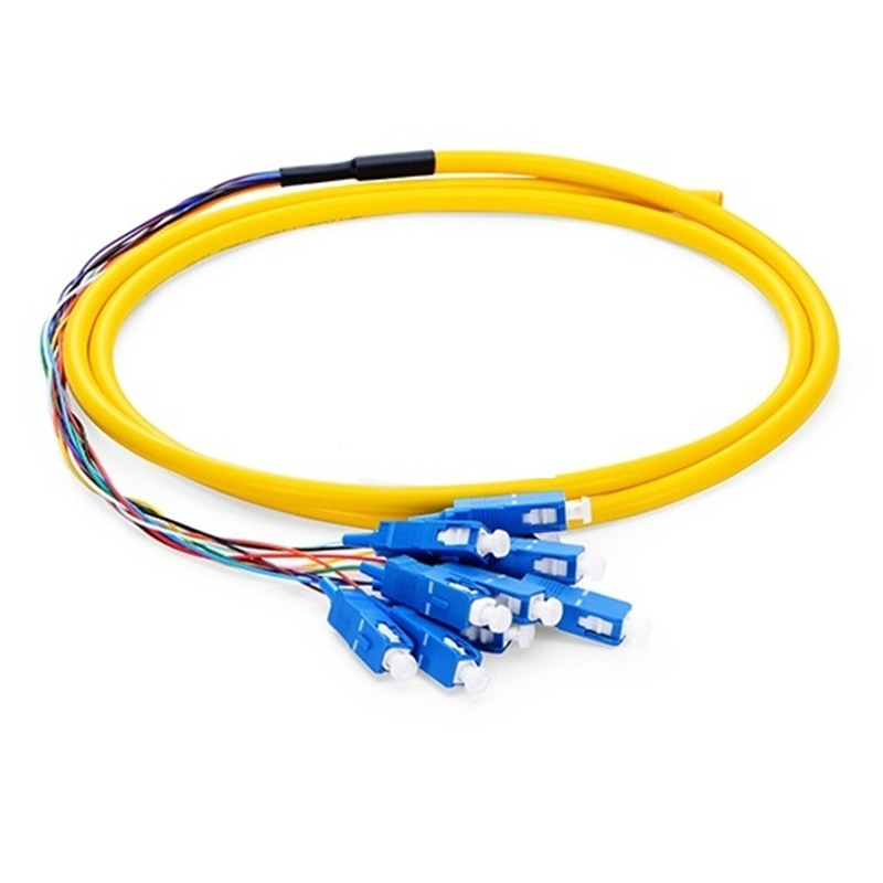 5PCS/LOT 1.5m (4.92ft) SC UPC 12 Fibers OS2 Single Mode Bunch PVC (OFNR) 0.9mm Fiber Optic Pigtail