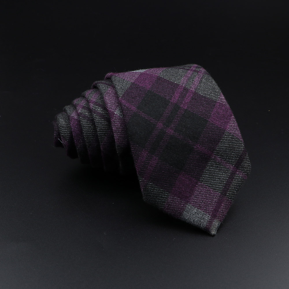 Men's Plaid Tie Cotton Black Grey Red Necktie Handmade Wool Narrow Collar Ties Wedding Business Party Suit Shirt Accessory: Fluorescent Yellow