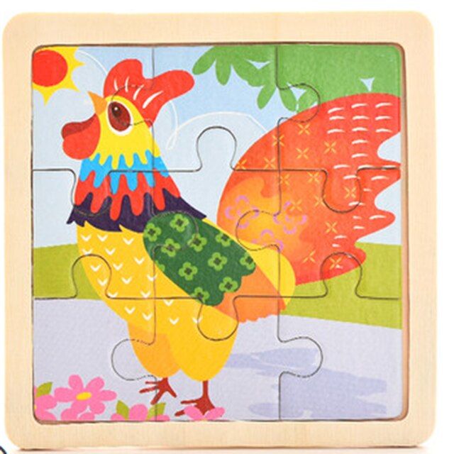 Giocattoli per bambini puzzle in legno puzzle 3D in legno animali da cartone animato per bambini/puzzle di trasporto giocattoli educativi: cock