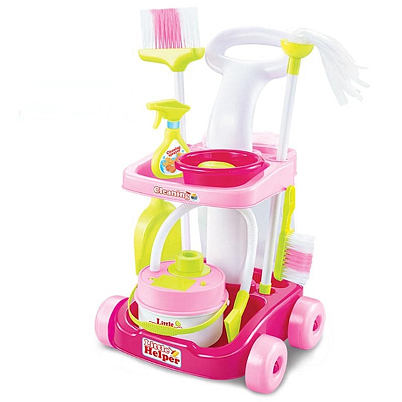 Children's House Play Game Cleaning Cart Set Mopping Cleaning Role Playing Cleaner Cleaning Tool for Child