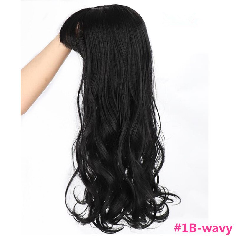 Hywamply 60CM Long Magic Clip on Hair Topper Add Volume Synthetic Hairpiece Closure for Covering White Hair Slightly Hair Loss: 1B/27HL