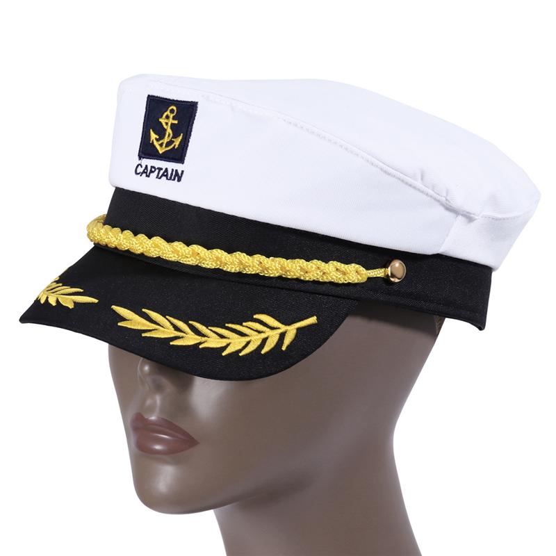 Voksen yacht båd skib sømand kaptajn kostume hat kasket marineblå marine admiral broderet kaptajn hat (hvid)