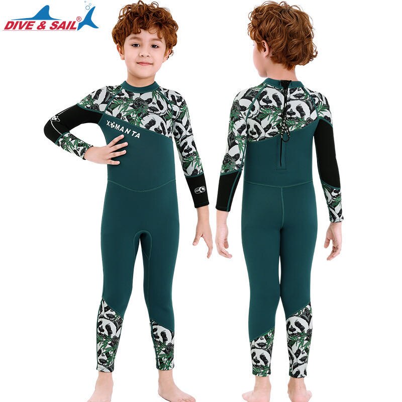 Traje de neopreno de una pieza para niños, traje de buceo para surfear, natación, estampado de Panda, protector de sarpullido, 2020mm, novedad de 2,5