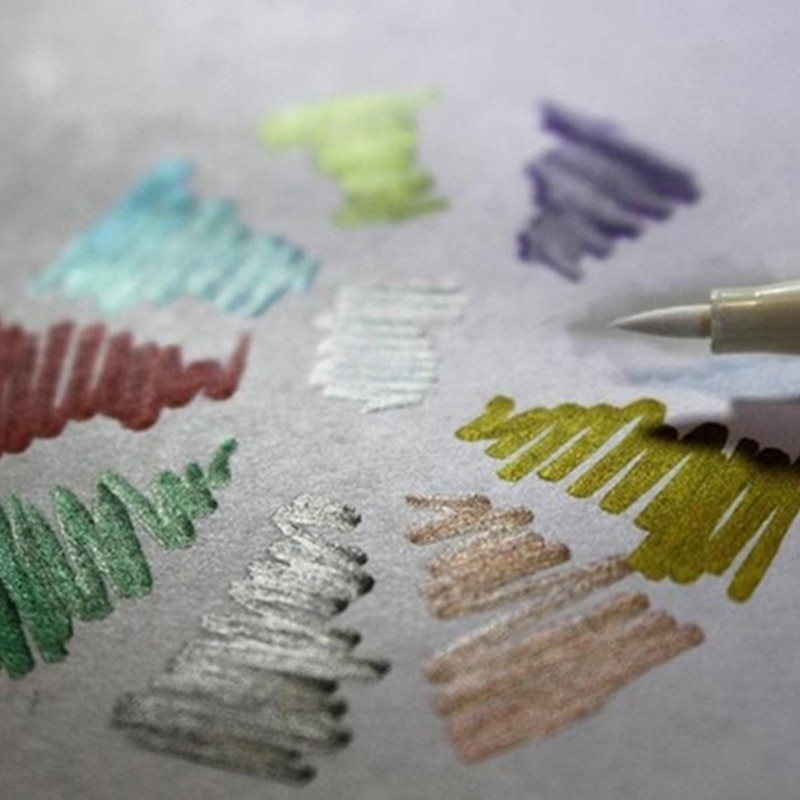 10 farver kalligrafi børste bogstaver pen metallisk farve maleri markør til kortfremstilling diy fotoalbum