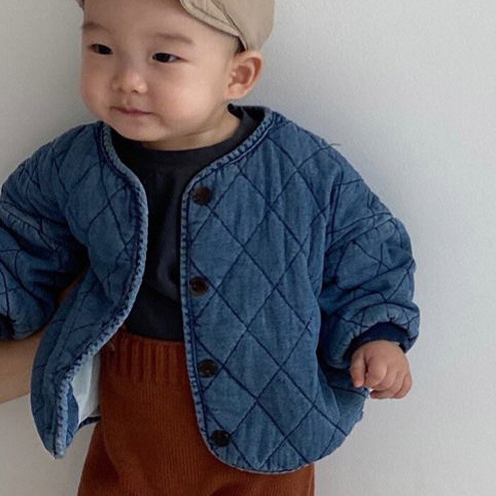 neue Baby Mädchen Jungen Verdicken Warme Denim Mantel Herbst Winter Baumwolle Langarm Kinder Jacke Oberbekleidung 0-24M
