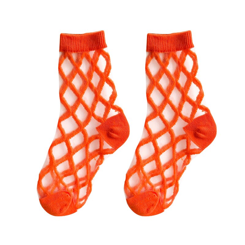 Kristall socken kinder Kurze baumwolle Weiche baby sommer socken für mädchen jungen Atmungs dünne 1-8 jahre kinder gitter socken: orange / M (3-5 years old)
