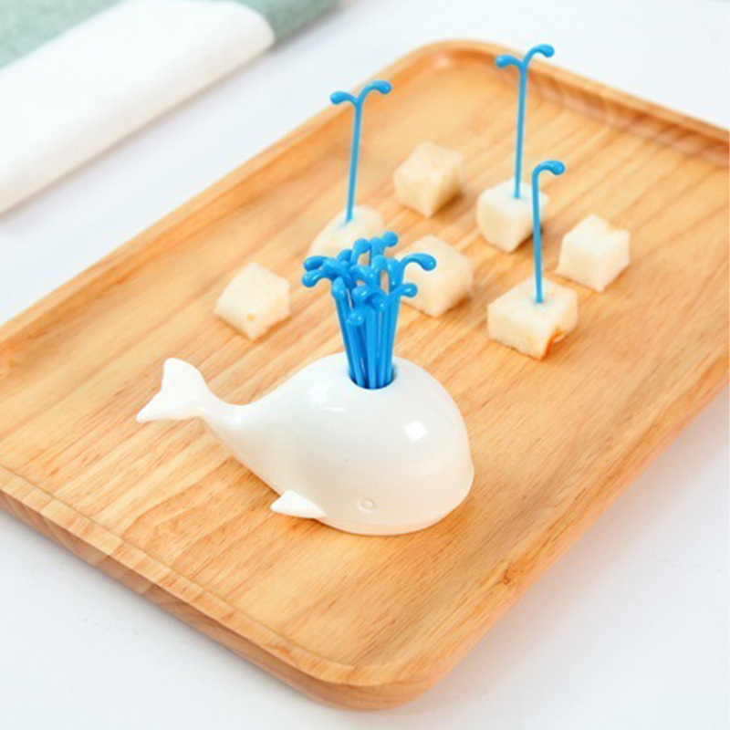 16 stks/set Milieuvriendelijke Tandenstokers Walvis Spray Fruit Dessert Vork Kit Party Tools voor Tandenstoker Case Keuken Home Decoratie