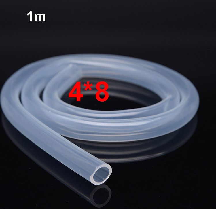 Mangueira resistente de alta temperatura 4/6/8/10/12mm id * od 1m tubo de silicone transparente silicone borracha unscented produto comestível: 4x8