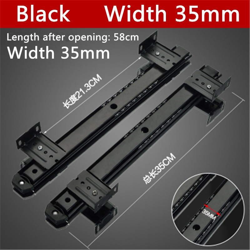 1 Pair H914 W27mm/W35mm L35cm 14" Ball Bearing Drawer Slide For Keyboard Pull out Tray Adjustable Hanging Suspension Bracket