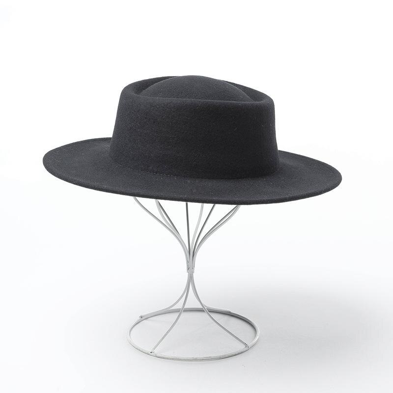 100%  ull fedorahattar kvinnor toppmössa kvinnliga vintage breda rand damer vintage hattar märke svart fedora: Svart