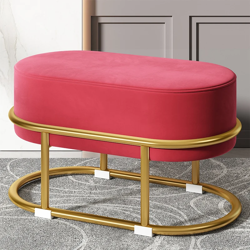 Nordic Metal Step Stool Modern Living Room Decorative Makeup Rectangle Bathroom Foot Stool Pedicure Tabouret Patio chair: WHITE