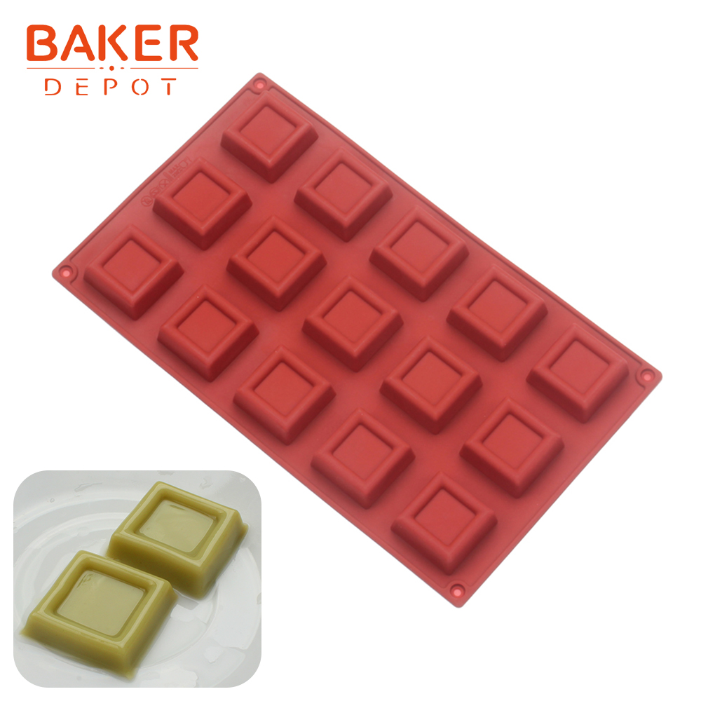 Baker depå silikon fyrkantig mousse tårtform mini munk muffin cupcake kex bakverktyg tvål harts ljus gips
