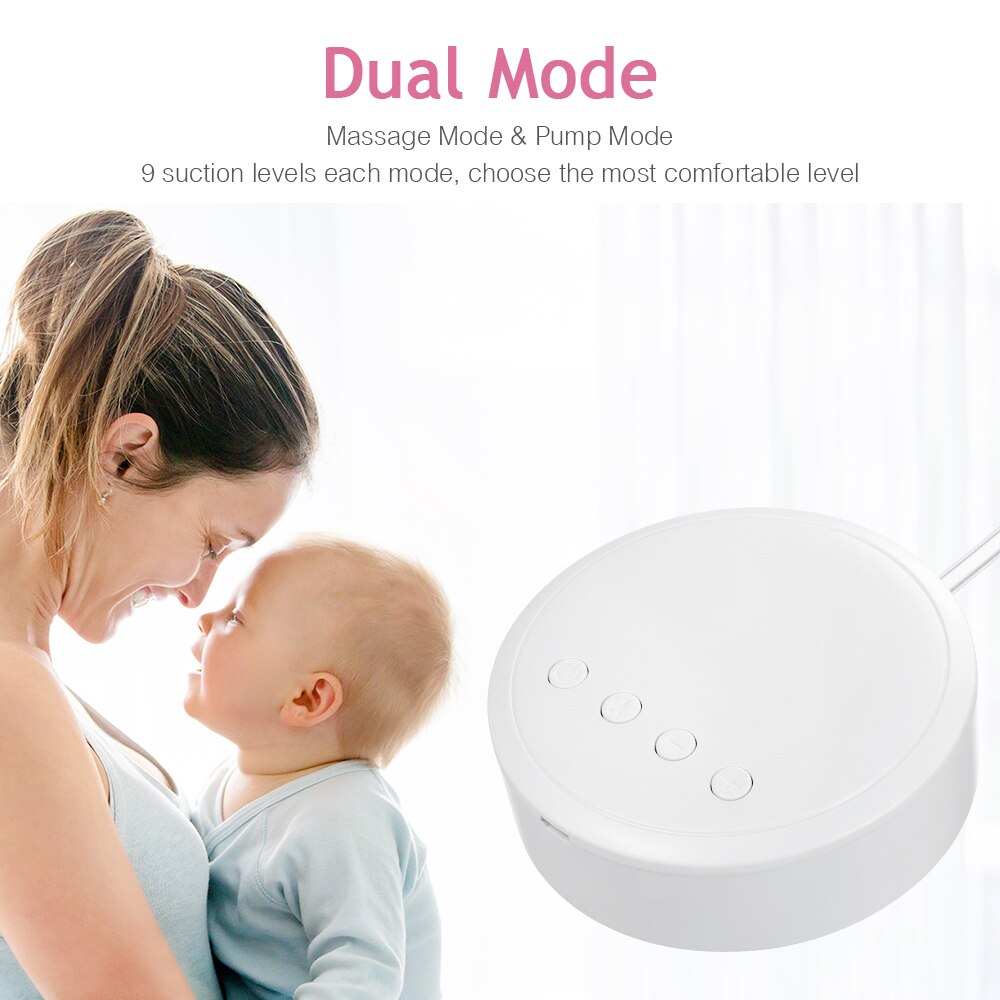 Portable Double Electric Breast Pump Silicone + PP Dual Mode of Massaging & Pumping Quite Milk Breasting Pumping for Home Travel