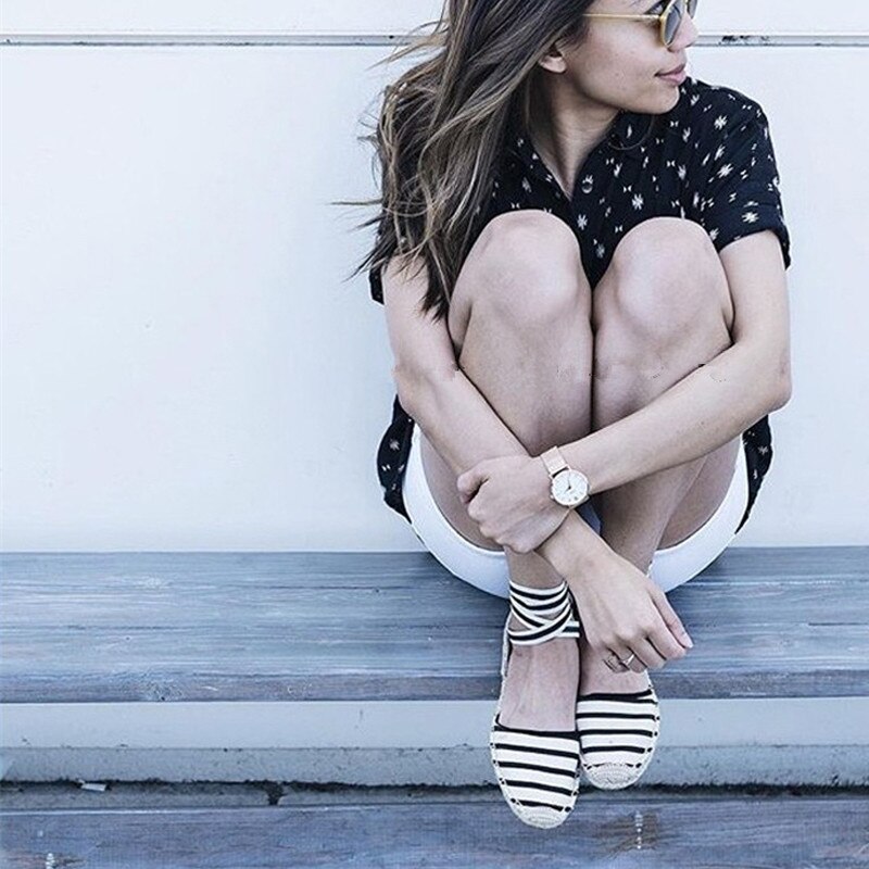 Alpargata de lona MVVJKE para mujer, zapatos planos con correa en el tobillo, parte inferior de cáñamo, zapatos de pescador para Primavera/otoño , mocasines para mujer