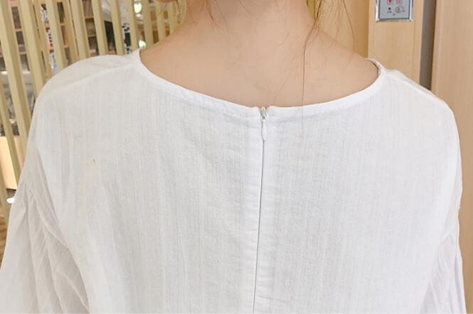 Chemises de maternité amples à manches longues, col en v, grandes tailles, chemisiers en coton irrégulier, femmes enceintes, vêtements décontractés, , automne