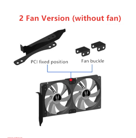 DIY video card companion PCI bit fan cooling bracket Support 9cm 12cm fan Display card cooling bracket: 2 fan