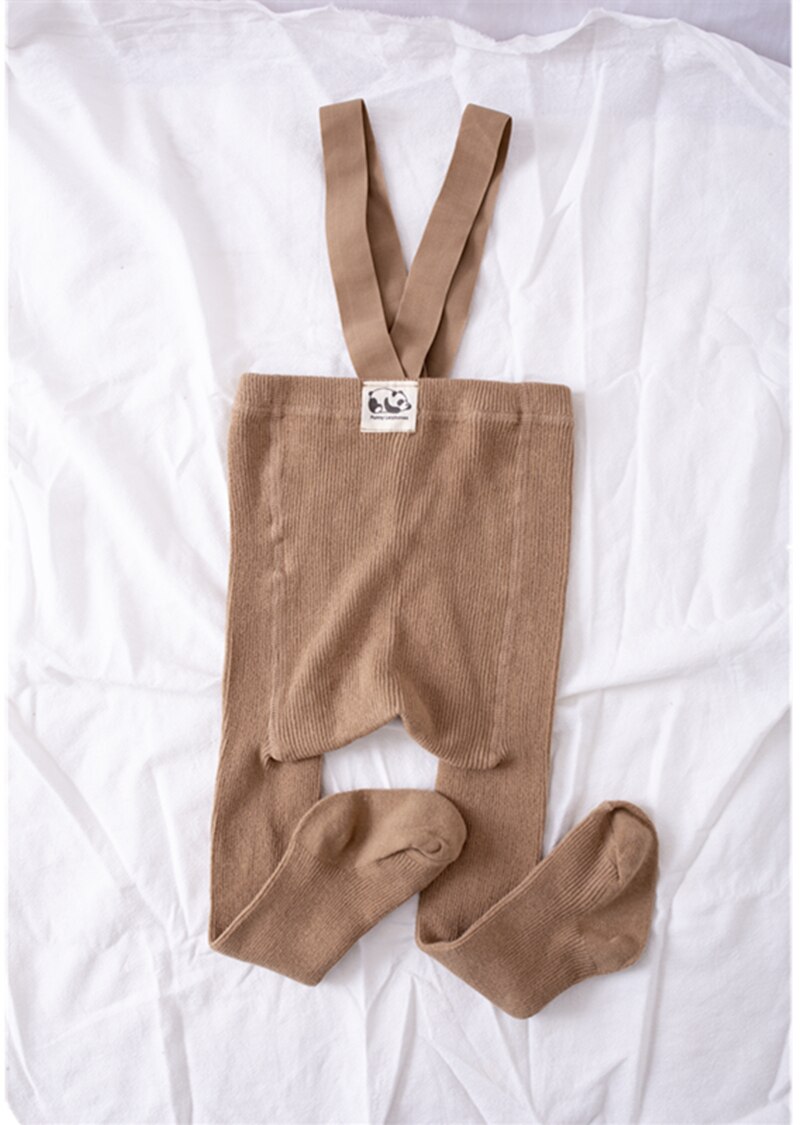 Inverno quente macacão infantil meninas cinto cruz leggings meia-calça para meninos crianças roupas crianças meias crianças listra collants: Brown / L(2-4T)