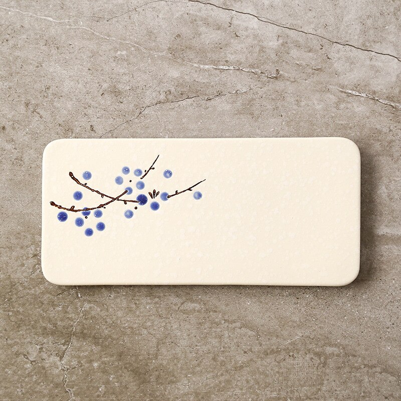 Japanese-style hand-painted underglaze ceramic tableware restaurant rectangular snack pad flat sushi dish set plate: D