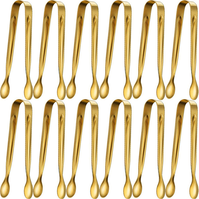 Mini pince à sucre en acier inoxydable, 12 pièces, pince à glace, petite pince de cuisine pour thé, café, Bar, cuisine: Or