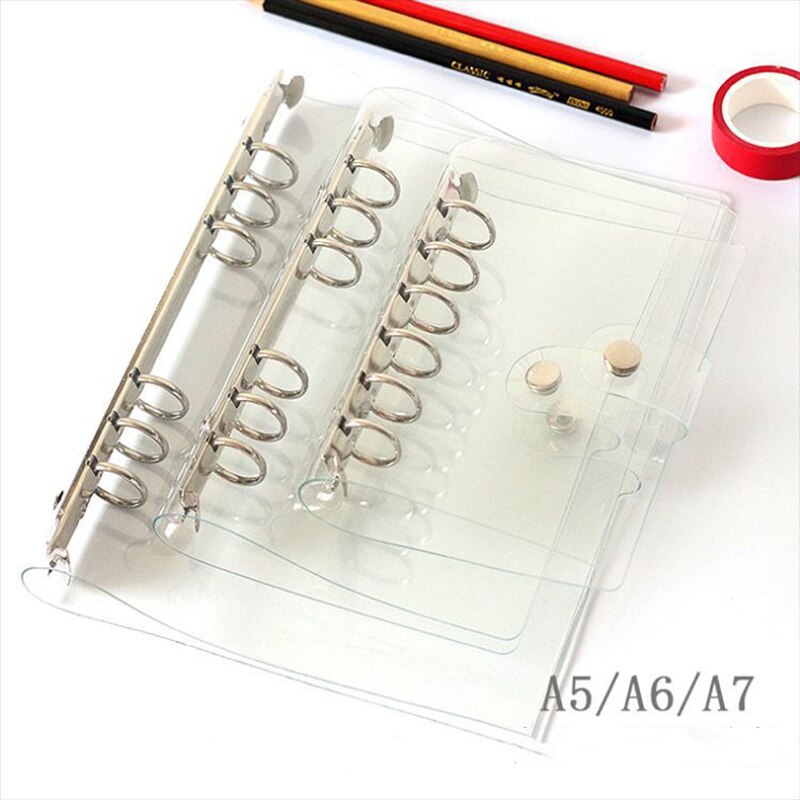 A5/A6/A7 Transparent Notebook Loose Leaf Ring Binder Plastic Clip File Folder Planner Agenda School Office Supplies
