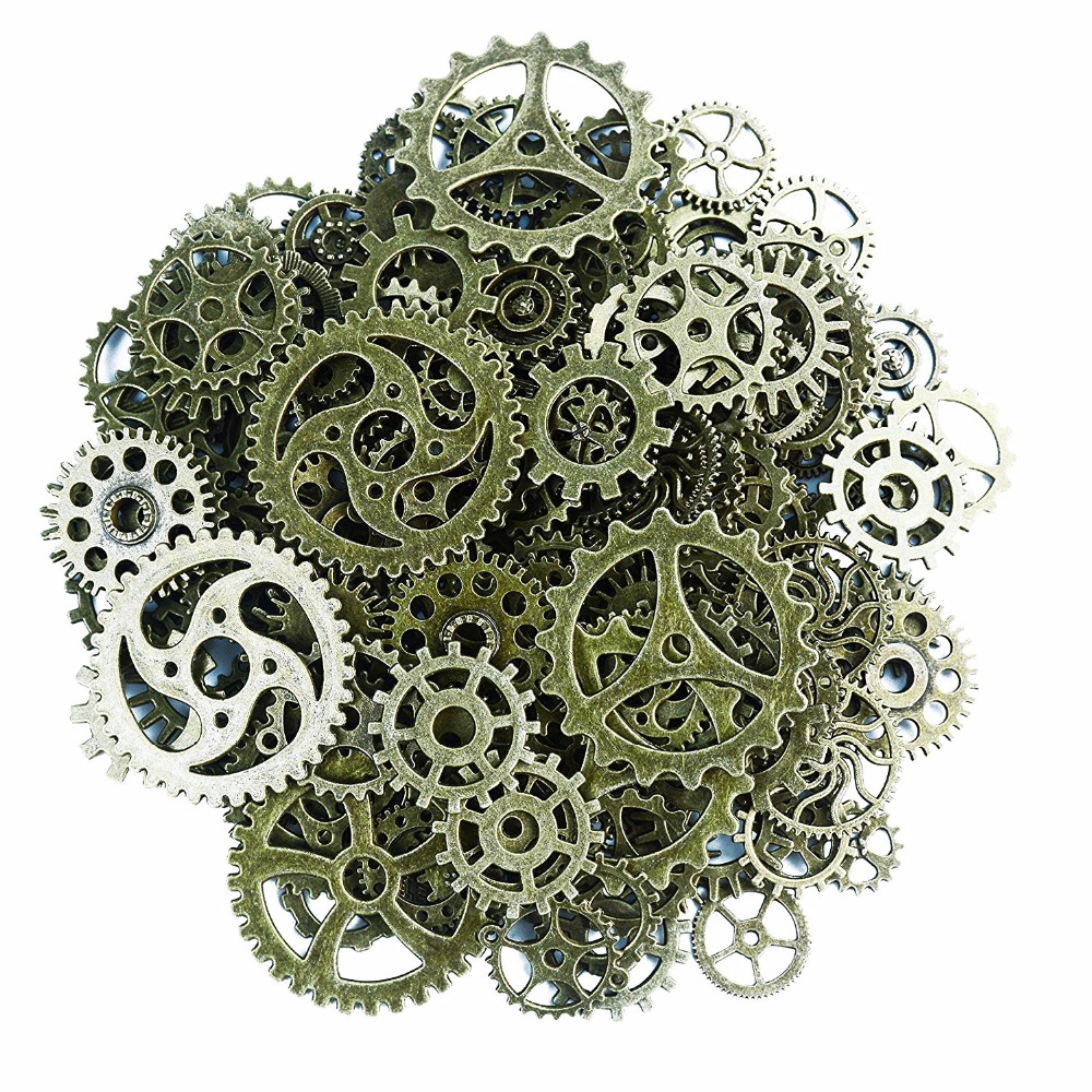 About 120g/lot DIY Jewelry Making Vintage Metal Mixed Gears Steampunk Gear Pendant Charms Bronze Bracelet Accessories: brown