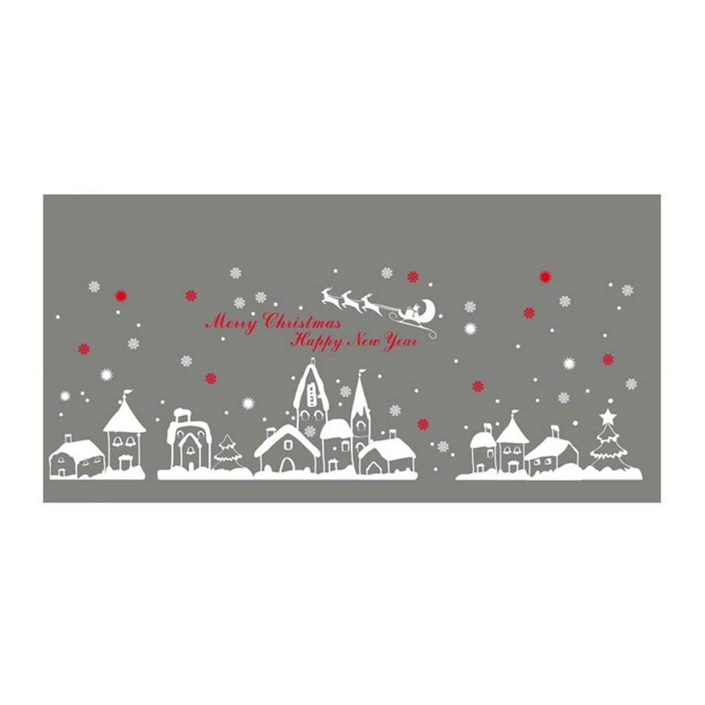 DLX0731 Snow Town Themed Display Window Wall Stickers Removable PVC Decals DIY Decorative Christmas Mural Home Ornaments